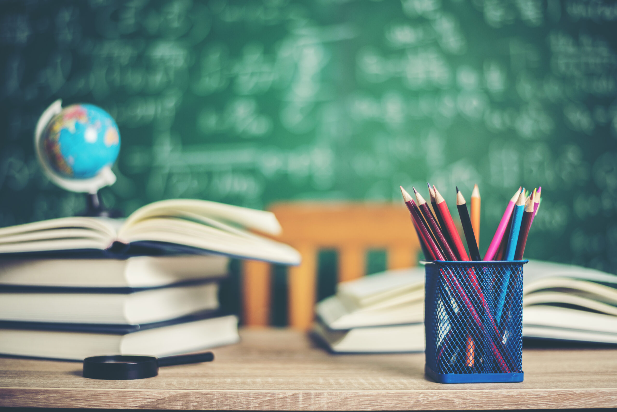 book with green board background